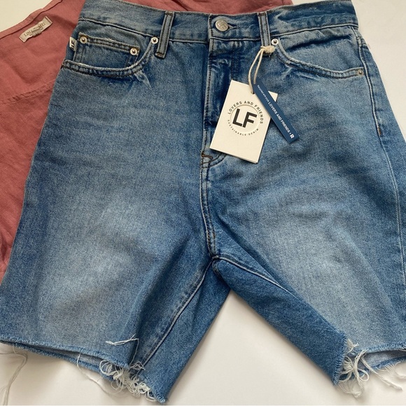 Lovers + Friends Devon High Waist Denim Cutoff Shorts in Islandia NWT - Picture 3 of 9